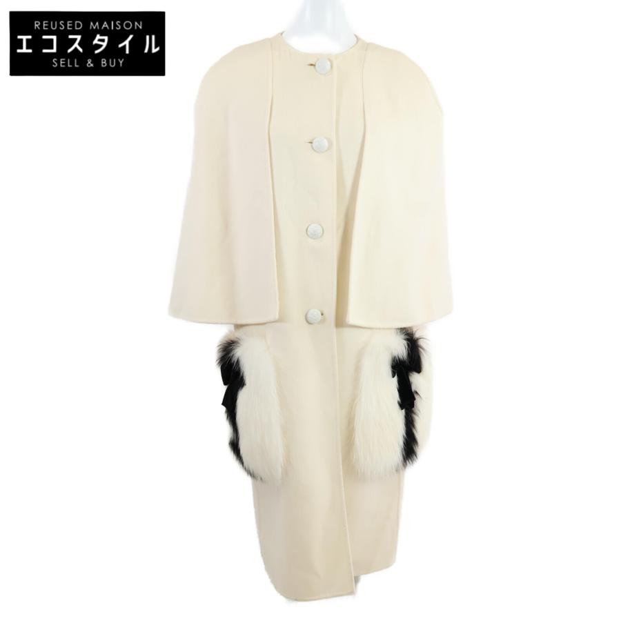 美品FENDI フェンデイケープコートフォックスファー付き