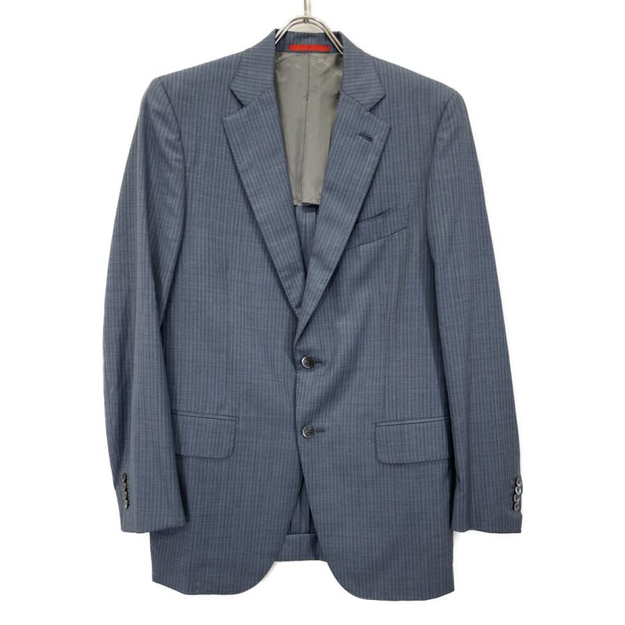 ISAIA イザイア ブルー×グレー GREGORIO シルク混 ストライプ スーツ