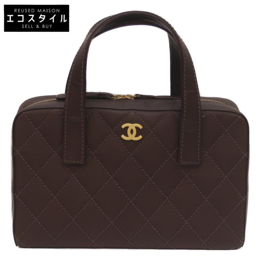 ✨美品 鑑定済✨CHANEL ワイルドステッチ ハンドバッグ ミニボストン 黒 ワイルドステッチ ハンドバッグ ミニボストンバッグ レザー ブラック