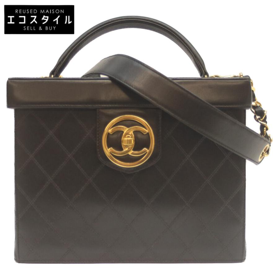 CHANEL（シャネル） 5番 黒 ビコローレ ラムスキン G金具 2WAYバニティ