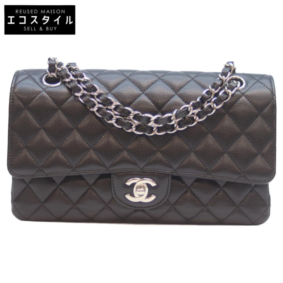 CHANEL シャネル 21番 A01112 黒 キャビア シルバー金具 マトラッセ25
