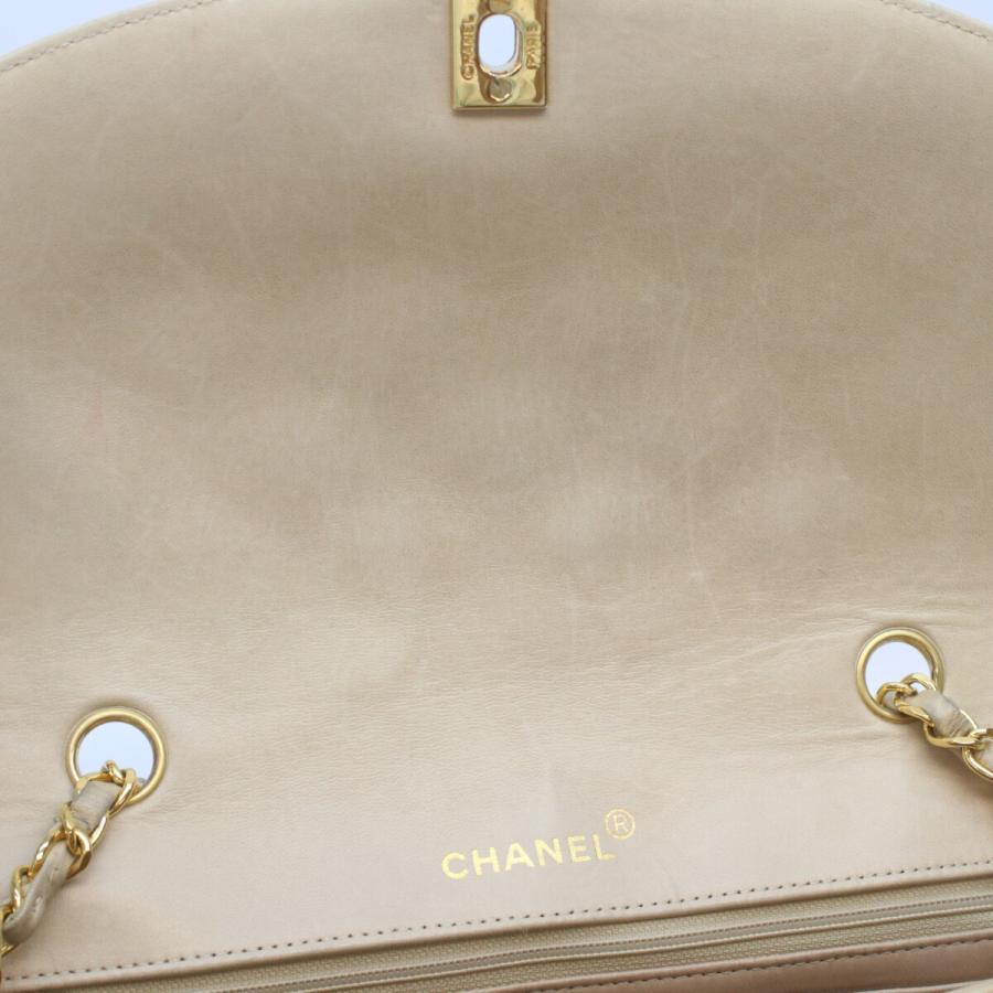 CHANEL シャネル 3番 A01165 ベージュ ラム ダイアナ25 ショルダーバッグ ベージュ/ゴールド金具 レディース_12