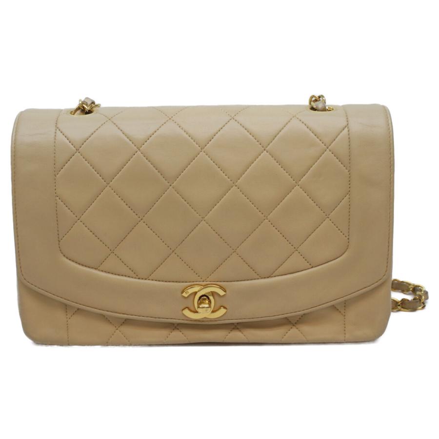 CHANEL シャネル 3番 A01165 ベージュ ラム ダイアナ25 ショルダーバッグ ベージュ/ゴールド金具 レディース_1