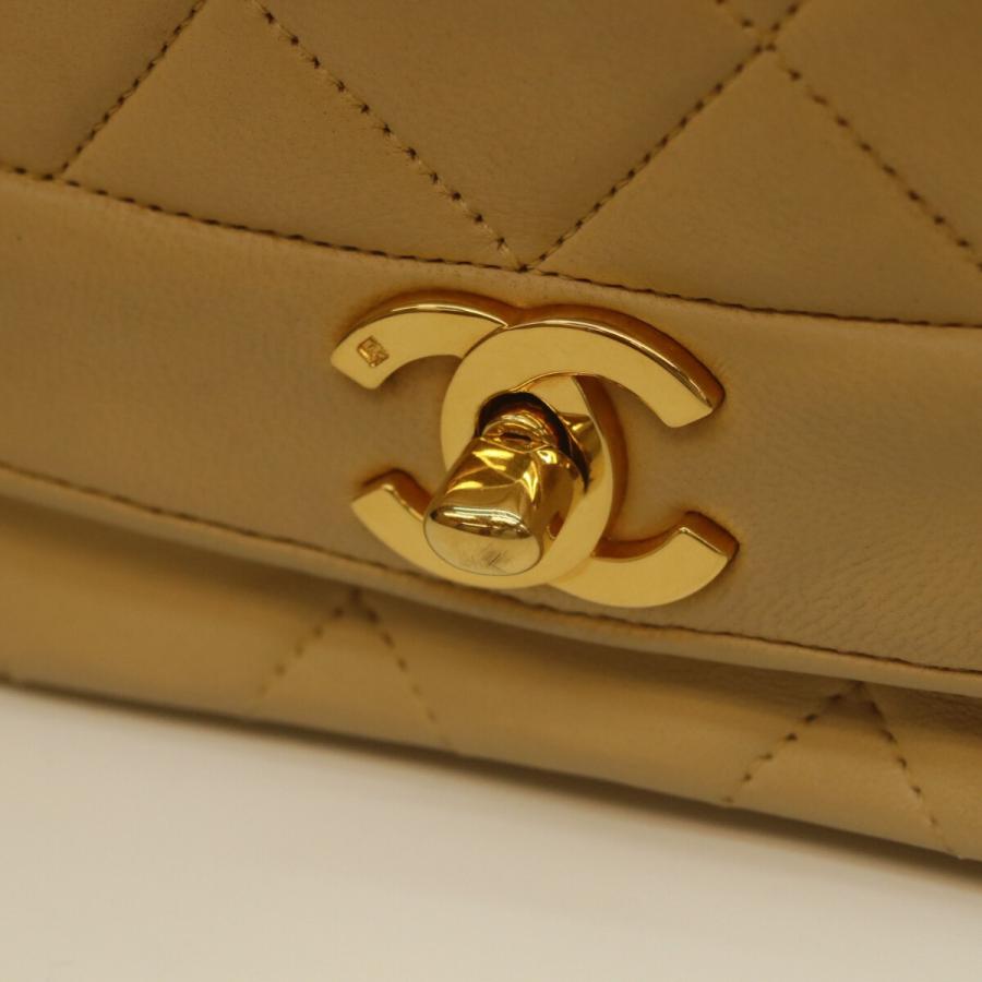CHANEL シャネル 3番 A01165 ベージュ ラム ダイアナ25 ショルダーバッグ ベージュ/ゴールド金具 レディース_9