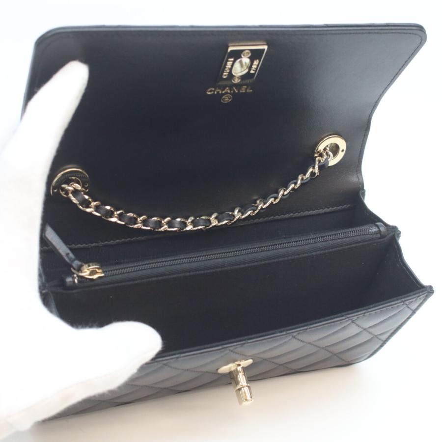 CHANEL シャネル ココマーク/マトラッセ/ラウンドフラップ/ラムチェーンショルダーバッグ/ブラック/077****/シャネル/ABランク/04【中古】 CHANEL（シャネル） ココマーク チェーン ショルダーバッグ マトラッセ