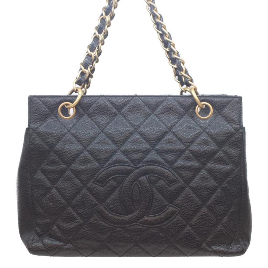 CHANEL（シャネル） 黒 キャビア ゴールド金具 PTT ハンドバッグ