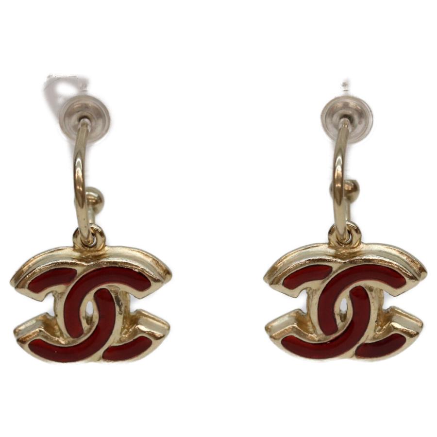 CHANEL シャネル　フープ型ピアス 片耳用　正規品 CHANEL（シャネル） 08P ゴールド レッドココマーク フープピアス