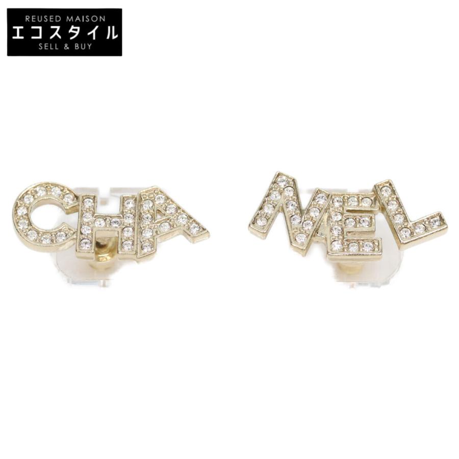 CHANEL（シャネル） A21V ゴールド ラインストーンロゴ ピアス ピアス