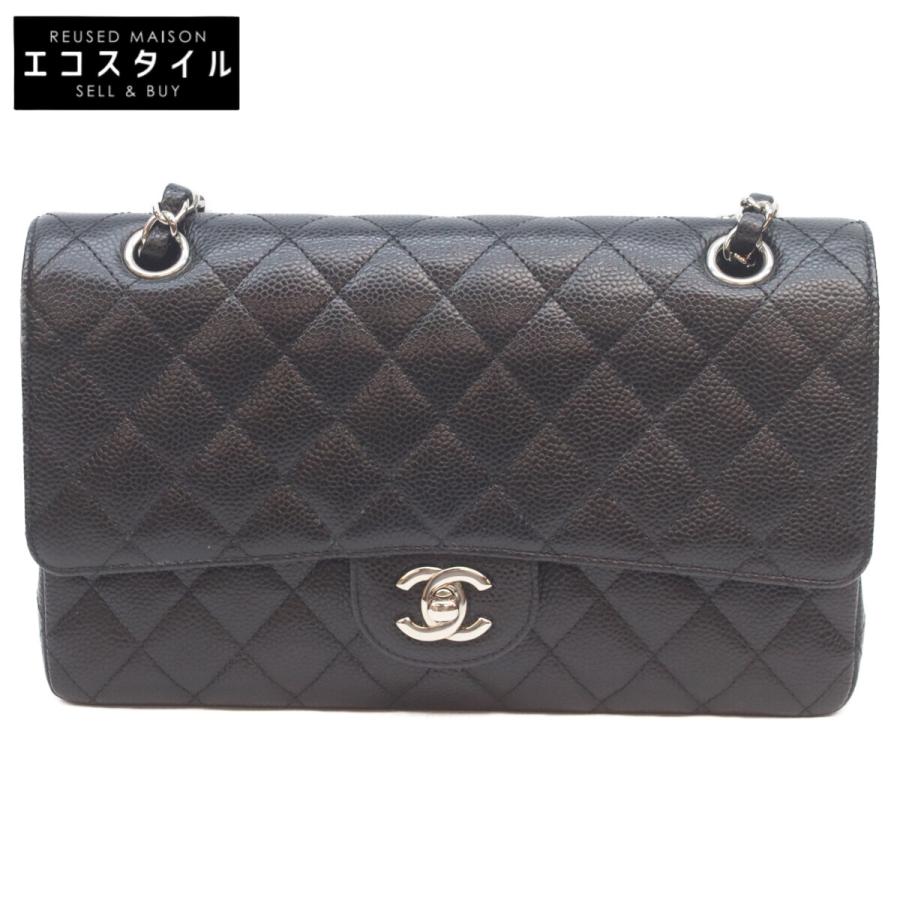 CHANEL（シャネル） A01112 15番 黒 シルバー金具 キャビア Wフラップ