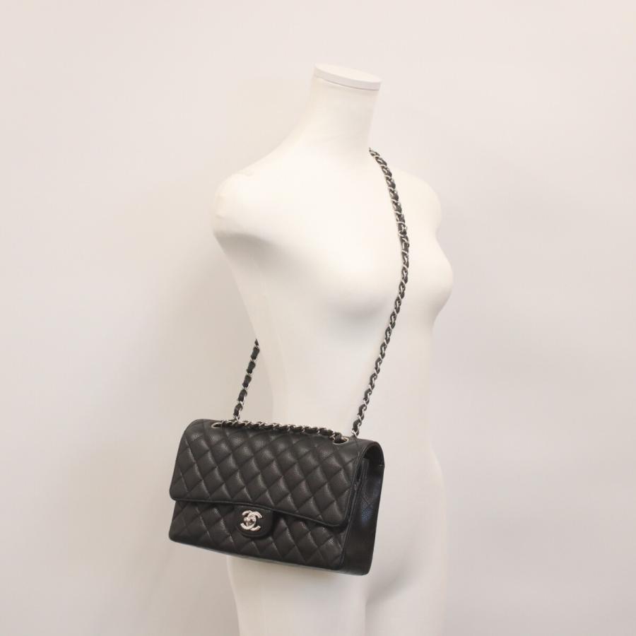 CHANEL シャネル 19番 A01112 黒 ｷｬﾋﾞｱ ｼﾙﾊﾞｰ金具 ﾀﾞﾌﾞﾙﾌﾗｯﾌﾟ ﾏﾄﾗｯｾ25 CHANEL - CHANEL シャネル 19番 A01112 黒 ｷｬﾋﾞｱ ｼﾙﾊﾞｰ金具 ﾀﾞﾌﾞﾙﾌﾗｯﾌﾟ