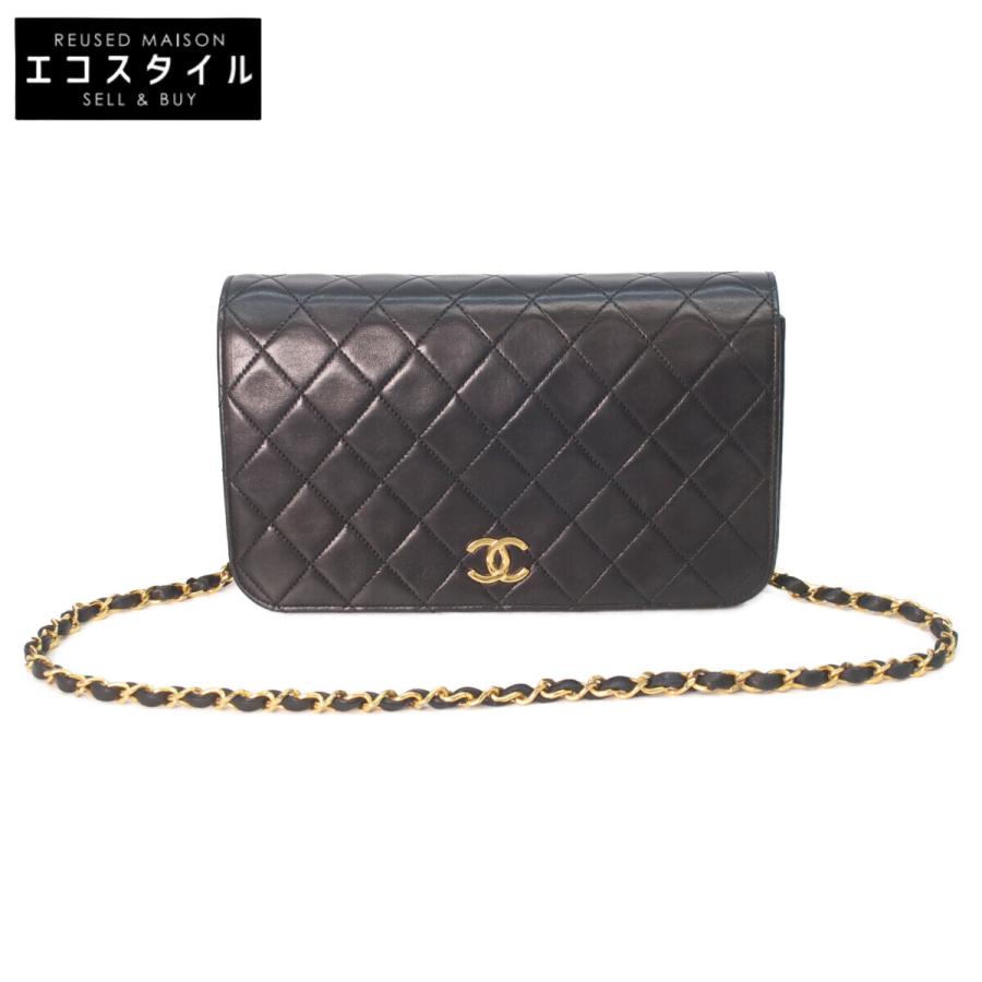 CHANEL（シャネル） 黒 ラム G金具 シングルフルフラップ プッシュ 