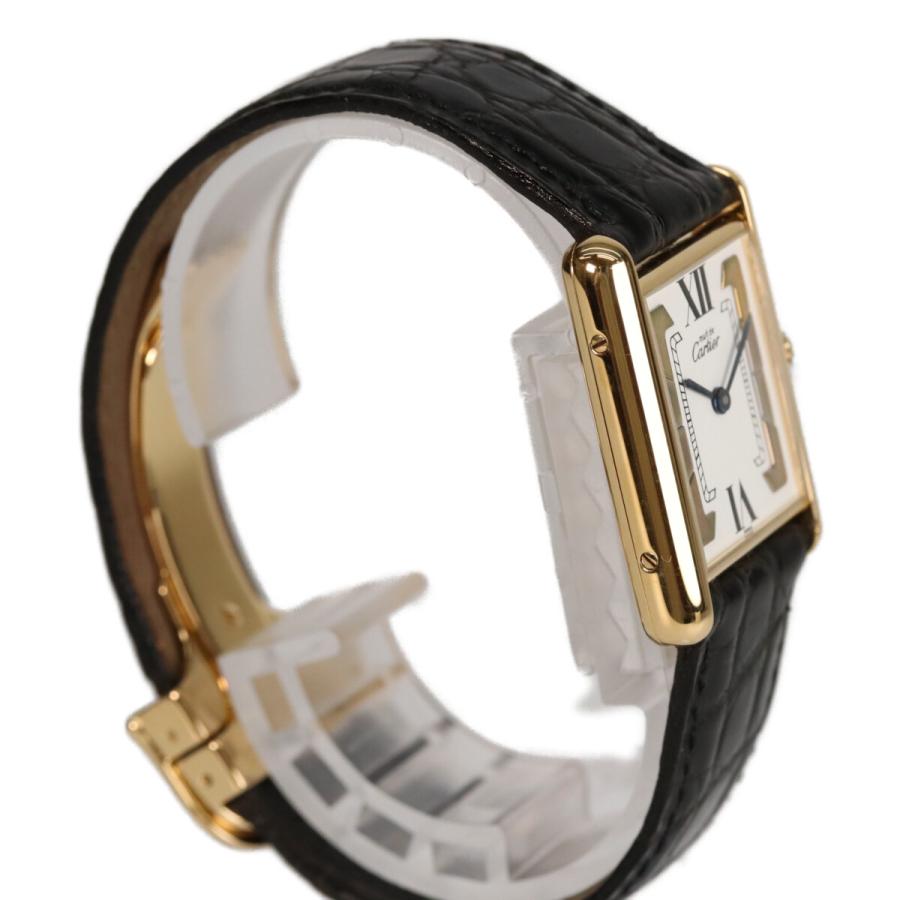 カルティエ 925 ﾏｽﾄﾀﾝｸｳﾞｪﾙﾒｲﾕLM 白文字盤 QZ 革 Cartier（カルティエ） 925 マストタンクヴェルメイユLM 白文字盤 QZ