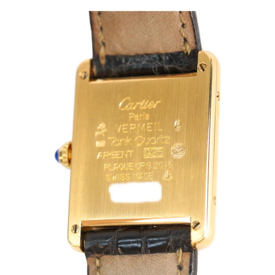 カルティエ 925 ﾏｽﾄﾀﾝｸｳﾞｪﾙﾒｲﾕLM 白文字盤 QZ 革 Cartier（カルティエ） 925 マストタンクヴェルメイユLM 白文字盤 QZ