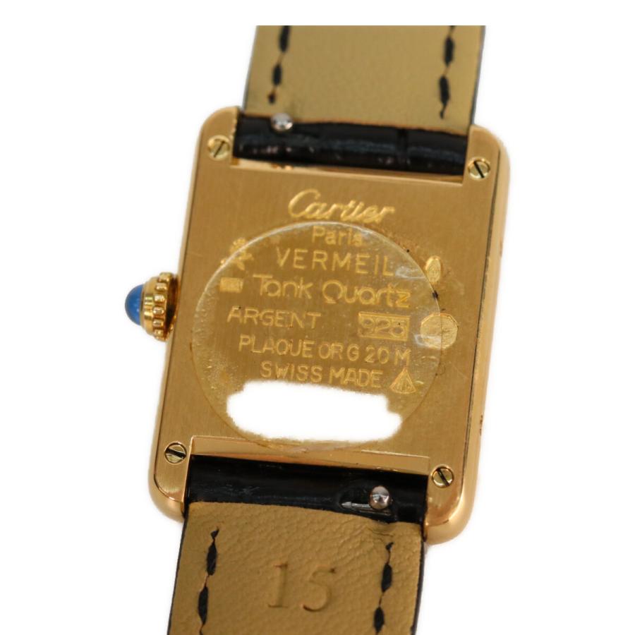 Cartier（カルティエ） 925 マストタンク ヴェルメイユSM QZ 革 腕時計