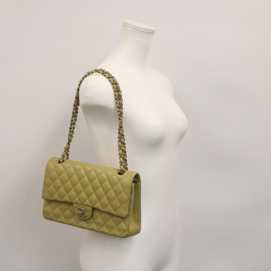 シャネル A01112 ﾋﾟｽﾀﾁｵｸﾞﾘｰﾝ ｷｬﾋﾞｱ G金具 Wﾌﾗｯﾌﾟ ﾏﾄﾗｯｾ25 CHANEL（シャネル） A01112 ピスタチオグリーン キャビア G金具 W