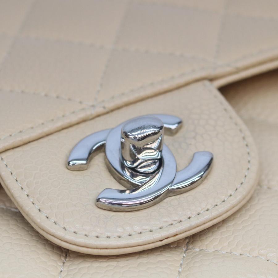 CHANEL（シャネル） A01112 ベージュ キャビア シルバー金具 ダブル