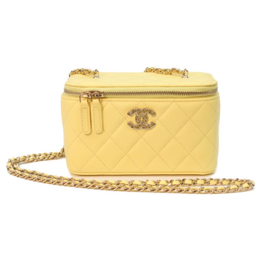 CHANEL シャネル AP4530 ｲｴﾛｰ ｷｬﾋﾞｱ ｺﾞｰﾙﾄﾞ金具 ﾏﾄﾗｯｾ ﾊﾞﾆﾃｨ ﾊｰﾄﾗｲﾝｽﾄｰﾝｺｺﾏｰｸ ｼｮﾙﾀﾞｰ CHANEL（シャネル） 新品同様 AP4530 イエロー キャビア ゴールド金具