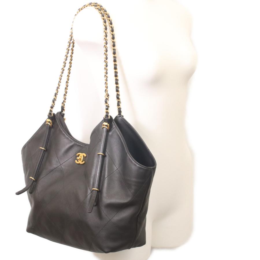 美品 CHANEL シャネル AS5466 黒 カーフスキン ショッピング トートバッグ レディースの画像