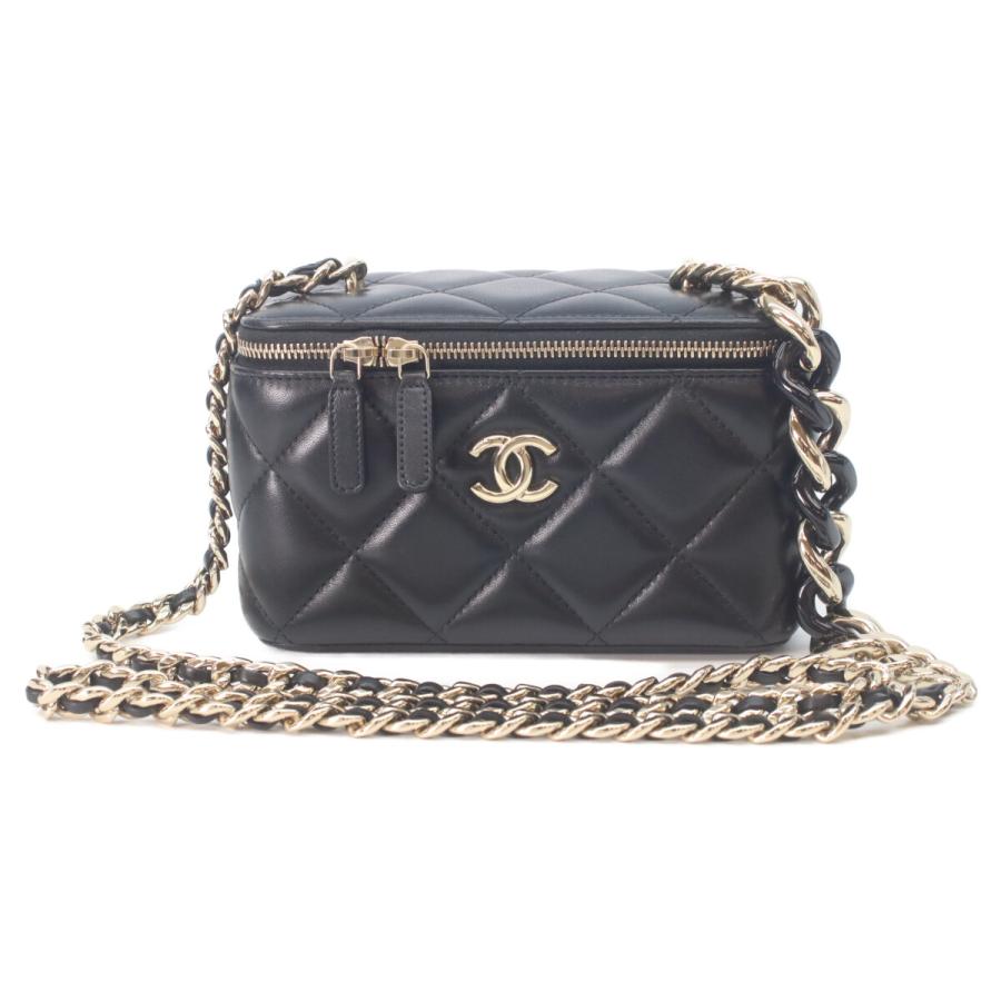CHANEL（シャネル） 黒 ラムスキン ゴールド金具 ビッグチェーン 