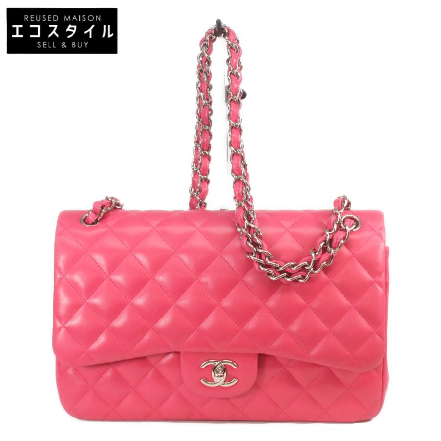 CHANEL(シャネル) ショルダーバッグ デカマトラッセ A58600 ピンク ダブルフラップ(二重蓋)/チェーンショルダー/シルバー金具 レザー CHANEL（シャネル） A58600 ピンク ラム シルバー金具 ダブルフラップ