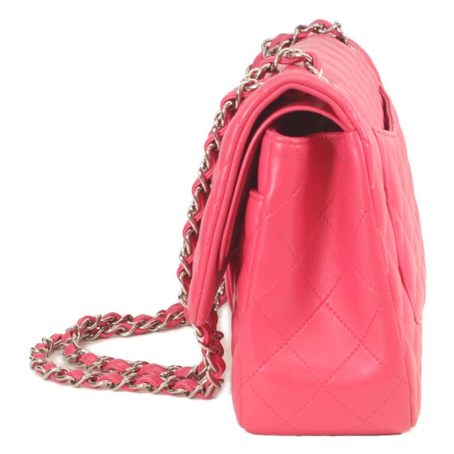 CHANEL(シャネル) ショルダーバッグ デカマトラッセ A58600 ピンク ダブルフラップ(二重蓋)/チェーンショルダー/シルバー金具 レザー CHANEL（シャネル） A58600 ピンク ラム シルバー金具 ダブルフラップ