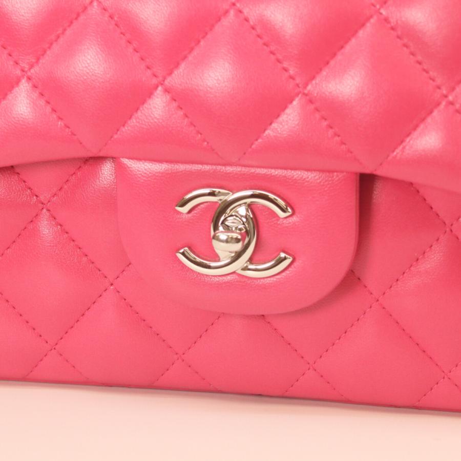 CHANEL(シャネル) ショルダーバッグ デカマトラッセ A58600 ピンク ダブルフラップ(二重蓋)/チェーンショルダー/シルバー金具 レザー CHANEL（シャネル） A58600 ピンク ラム シルバー金具 ダブルフラップ