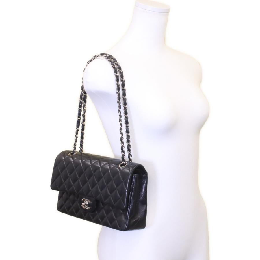 シャネル CHANEL マトラッセ25 A01112 ブラック　シルバー金具 ラム レディース ショルダーバッグ CHANEL（シャネル） A01112 黒ラム シルバー金具 マトラッセ25