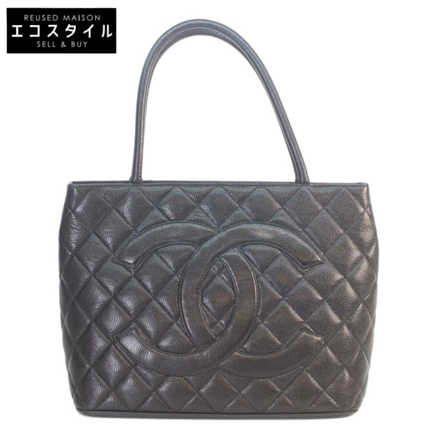 CHANEL（シャネル） A01804 黒 キャビア シルバー金具 復刻トート 