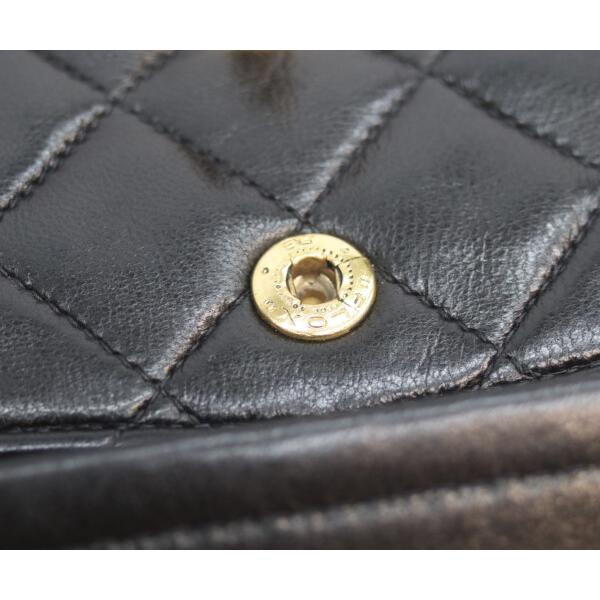 CHANEL（シャネル） A01113 黒ラム ゴールド金具 Wフラップ マトラッセ
