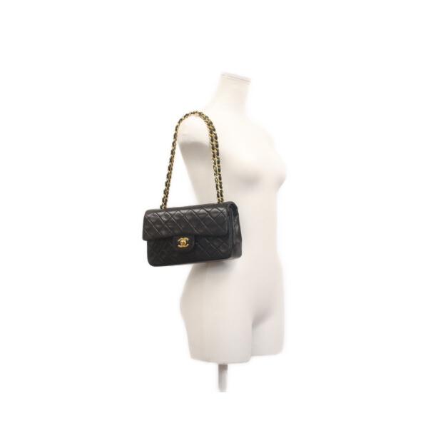CHANEL（シャネル） A01113 黒ラム ゴールド金具 Wフラップ マトラッセ