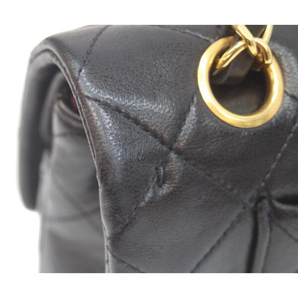 CHANEL（シャネル） A01113 黒ラム ゴールド金具 Wフラップ マトラッセ