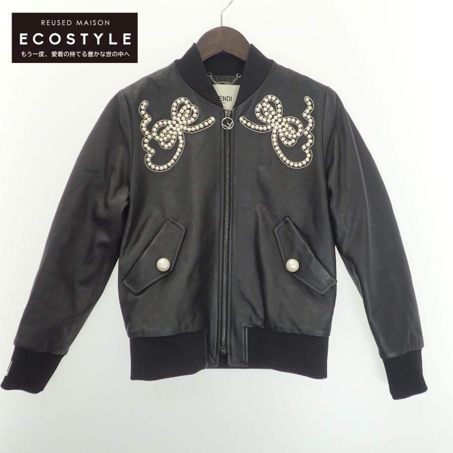 国内正規 Fendi フェンディ パール レザージャケット フェンディ 36 ブラック ブラック レディース Fendi ブランドリユース