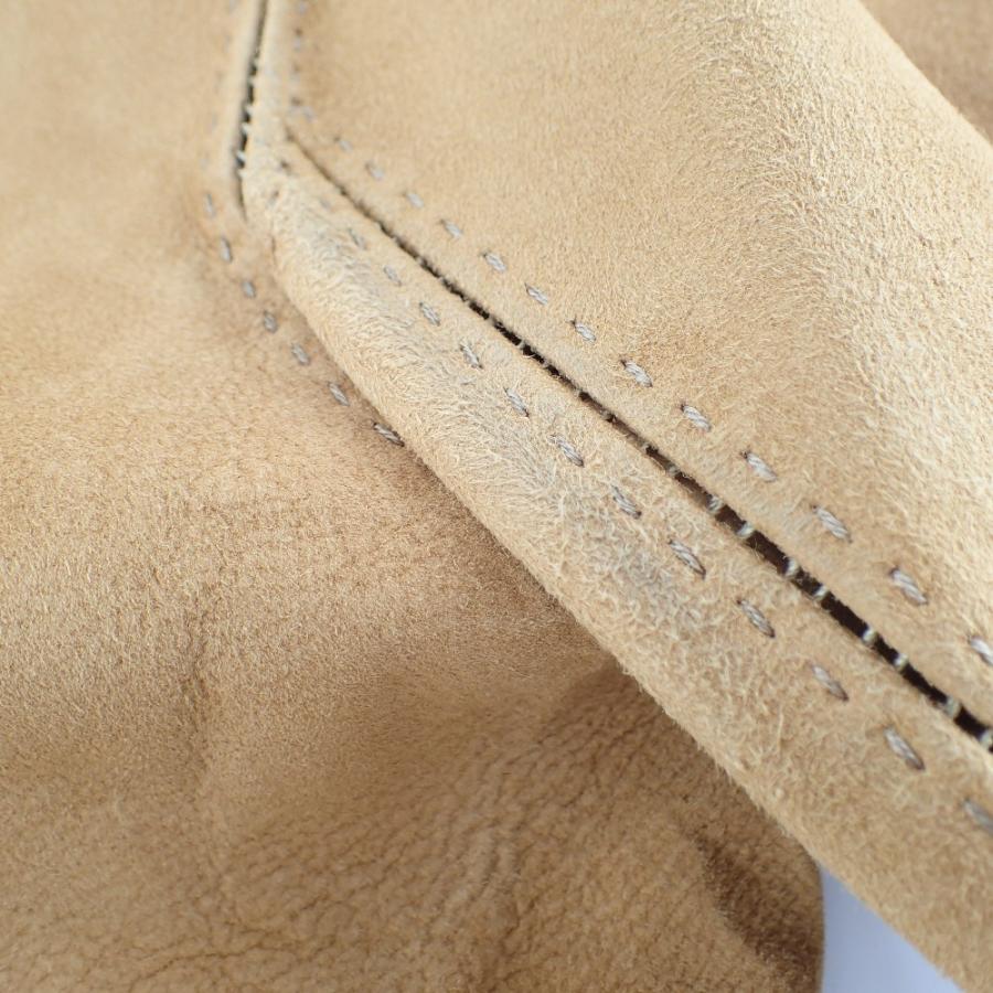 HERMES エルメス ベルト付 ラムレザー スエード ノーカラー ジャケット