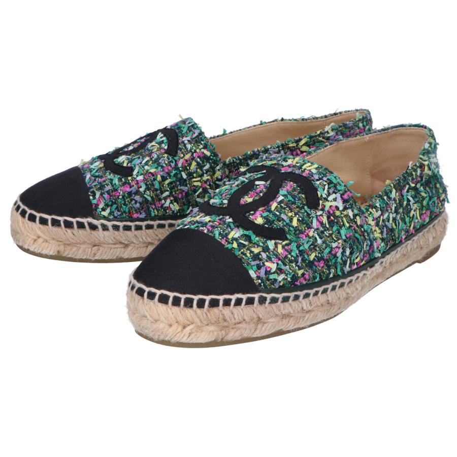 美品 CHANEL シャネル G29762 CCココマーク ツイード エスパドリーユ  