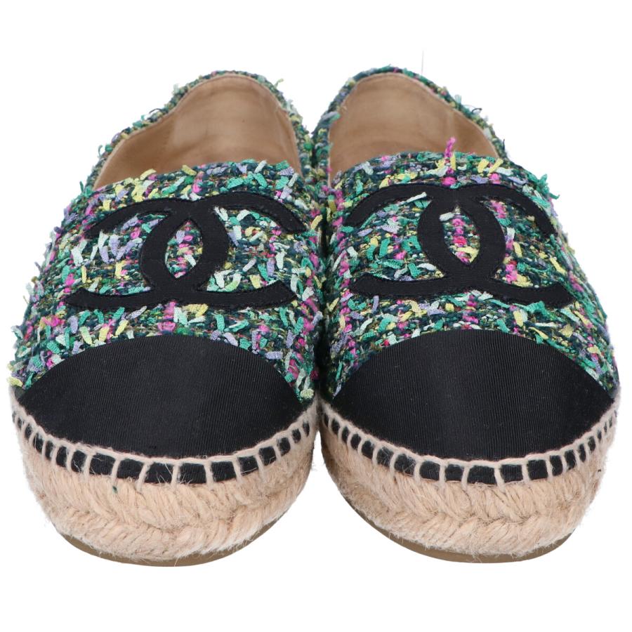 美品 CHANEL シャネル G29762 CCココマーク ツイード エスパドリーユ  