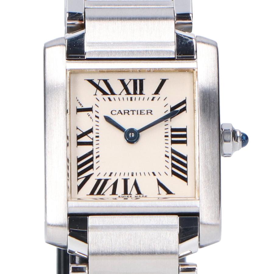 カルティエ Cartier 腕時計 タンクフランセーズSM W51008Q3 ローマ数字インデックス スクエア ホワイト文字盤 SS クオーツアナログ 【中古】 中古)CARTIER カルティエ タンク フランセーズ SM W51008Q3（商品ID