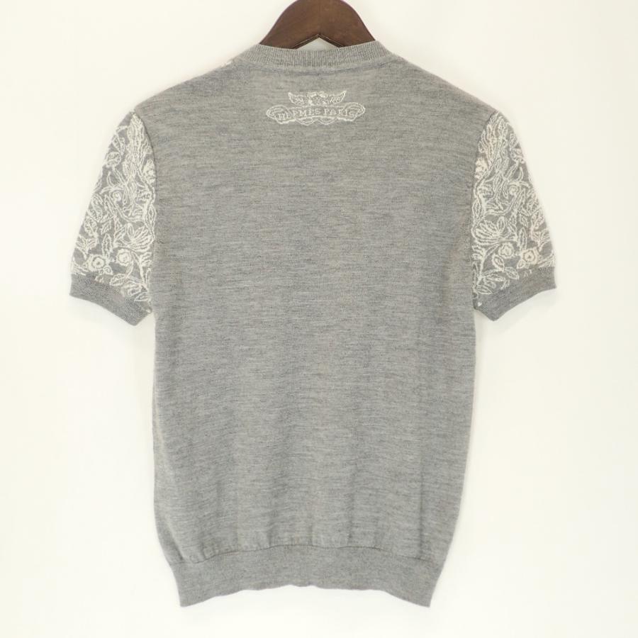 値頃 美品 国内正規 HERMES カシミヤｘシルク ホワイト 半袖ニット