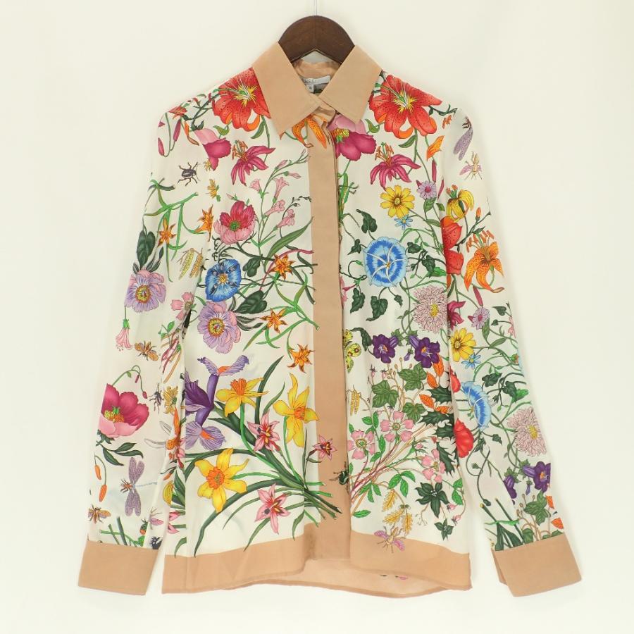 GUCCI 国内正規/ グッチ 358692 フローラ シルク100% 長袖ボタン GUCCI 国内正規/ グッチ 358692 フローラ シルク100% 長袖ボタン