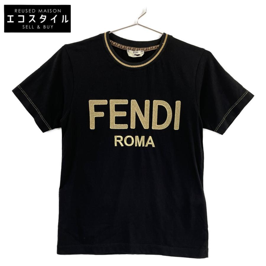 美品/国内正規 FENDI フェンディ FS7254 AC68 ロゴ刺繍 半袖Tシャツ 