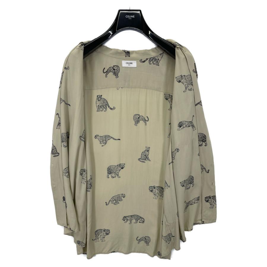 CELINE セリーヌ 2C730326Q ベージュ アニマル柄 開襟シャツ ベージュ  