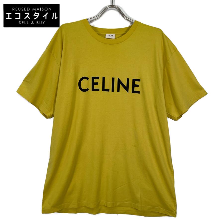CELINE セリーヌ 2X681501F イエロー ロゴプリントTシャツ XL CELINE セリーヌ 2X681501F イエロー ロゴプリントTシャツ XL