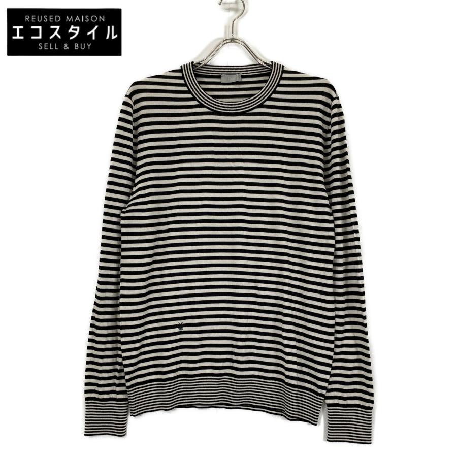 Dior HOMME ディオールオム ブラック×ホワイト ボーダー カットソー XL