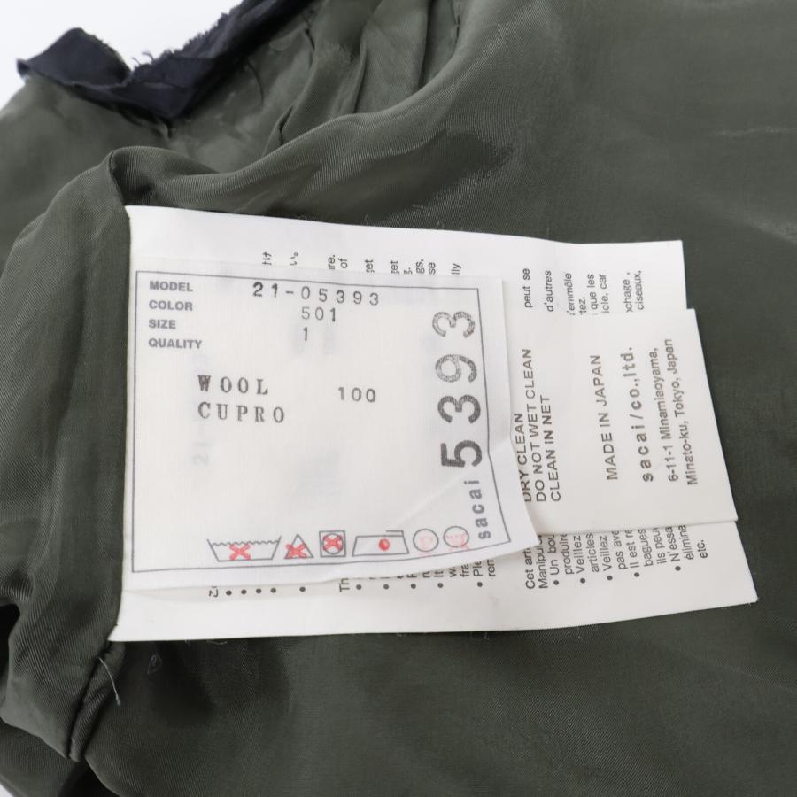 sacai 美品/21年製 サカイ 21-05393 Suiting Jumpsuit ウール sacai 美品/21年製 サカイ 21-05393 Suiting Jumpsuit ウール