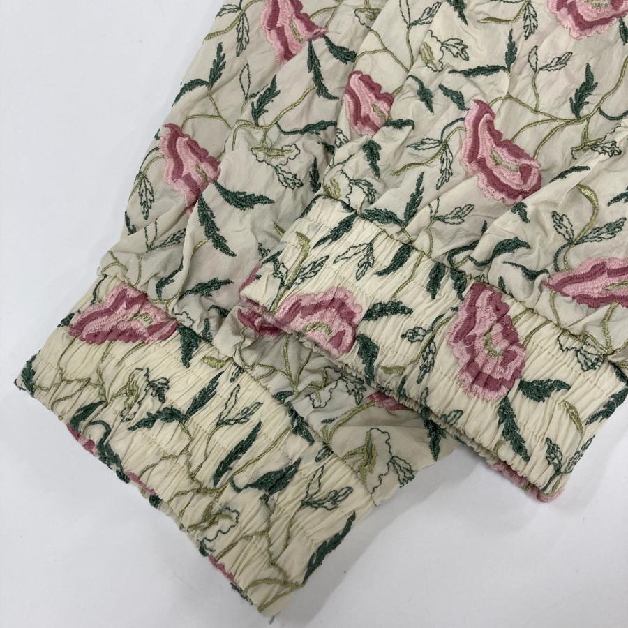 GUCCI（グッチ） 597436 フローラル 総柄刺繍パンツ グリーン ピンク M