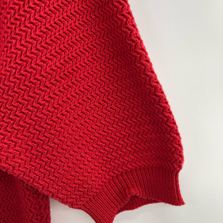 CHANEL ニットポロ CHANEL シャネル レッド スコットランド製 コットンニットポロ O