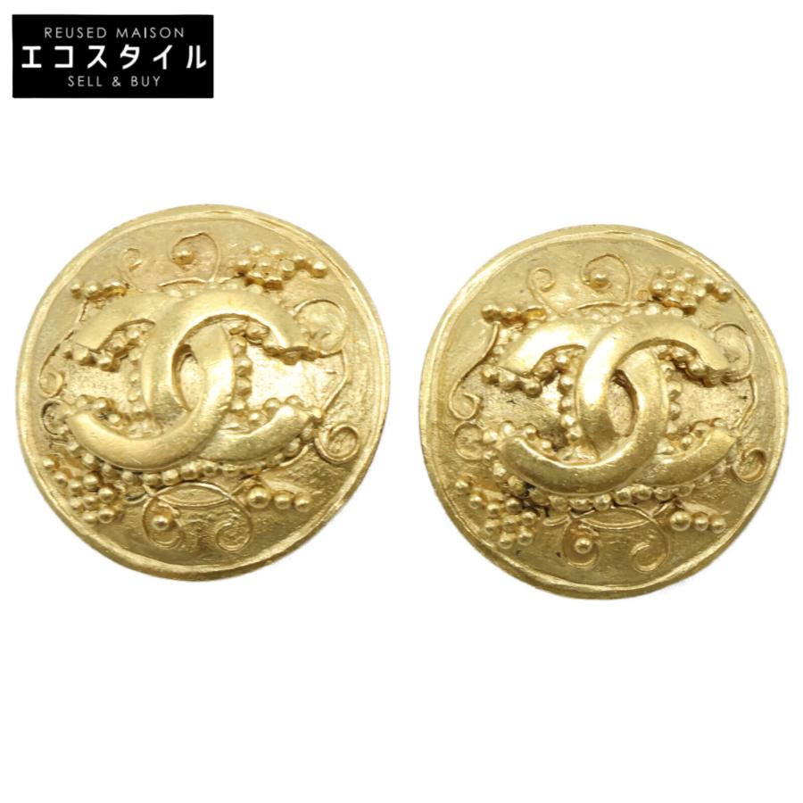 CHANEL 美品 シャネル 96A ココマーク ラウンド イヤリング ゴールド  