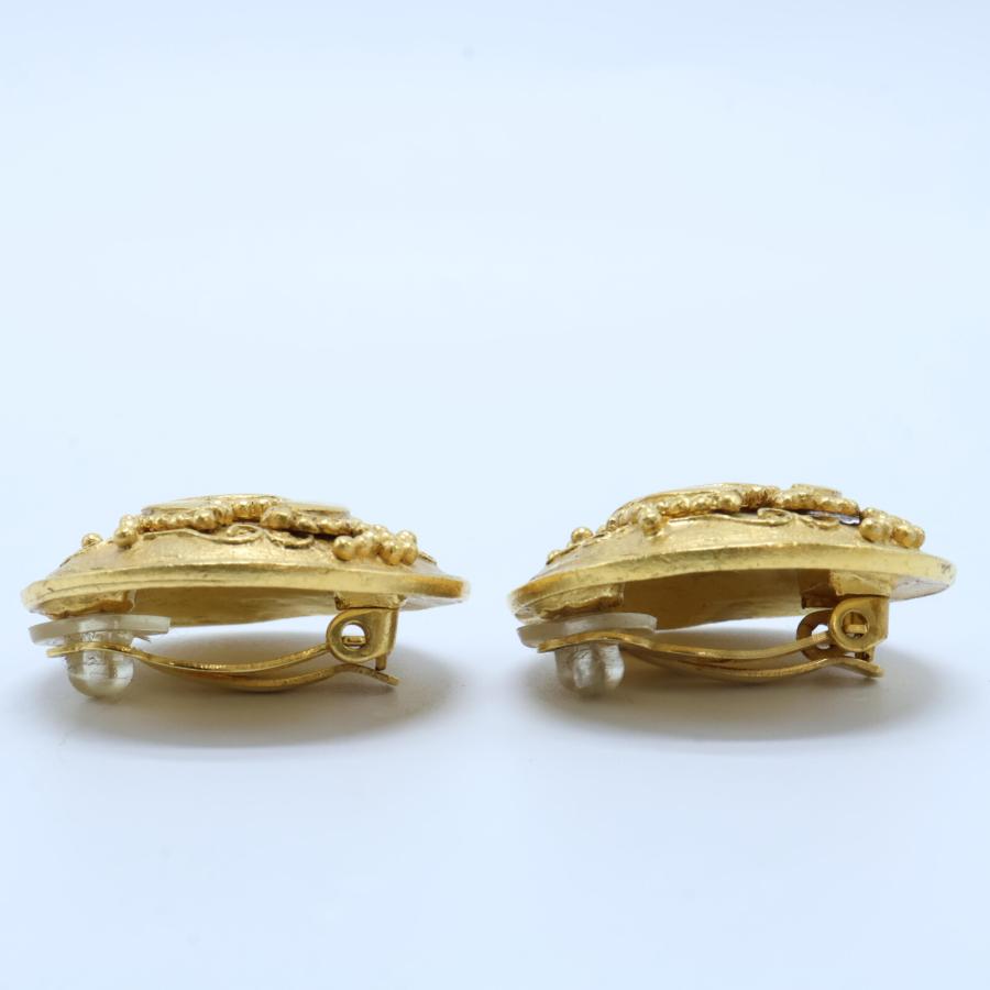 CHANEL 美品 シャネル 96A ココマーク ラウンド イヤリング ゴールド  