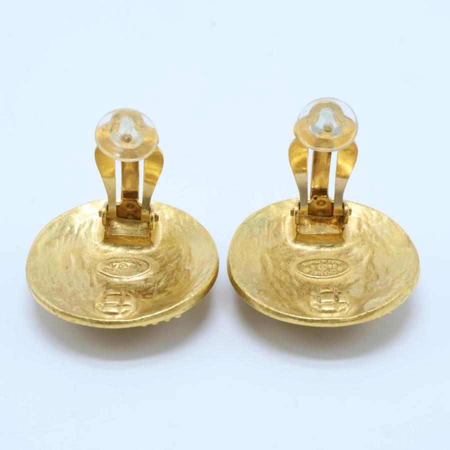 CHANEL 美品 シャネル 96A ココマーク ラウンド イヤリング ゴールド  