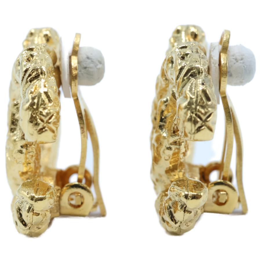 CHANEL 美品/ シャネル 93A ココマーク 溶岩 イヤリング ゴールド  