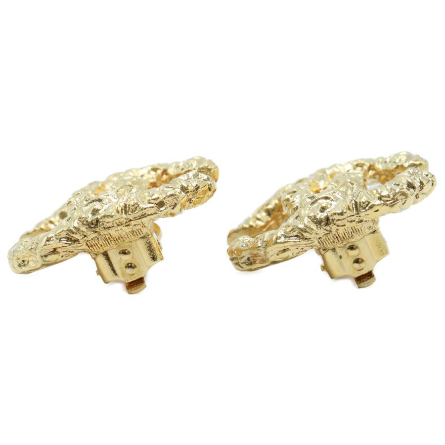 CHANEL 美品/ シャネル 93A ココマーク 溶岩 イヤリング ゴールド  